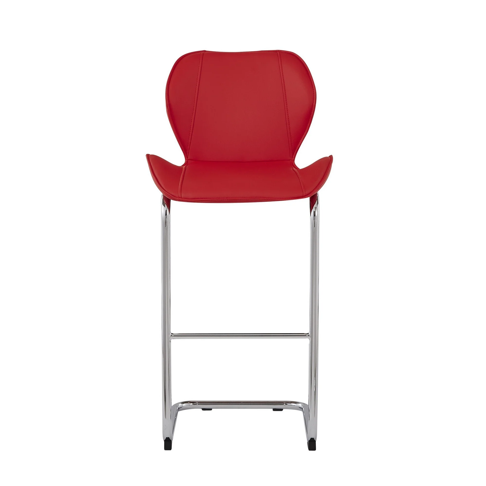 Set Of 4 Modern Red Barstools With Chrome Legs By Homeroots - Image 6