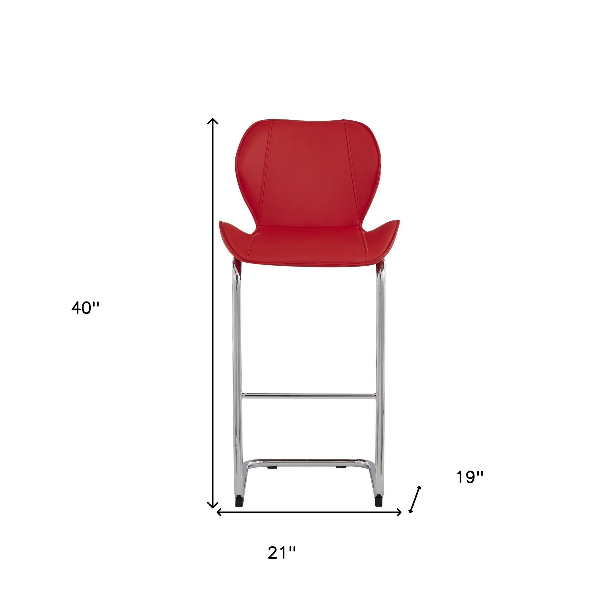 Set Of 4 Modern Red Barstools With Chrome Legs By Homeroots - Image 7