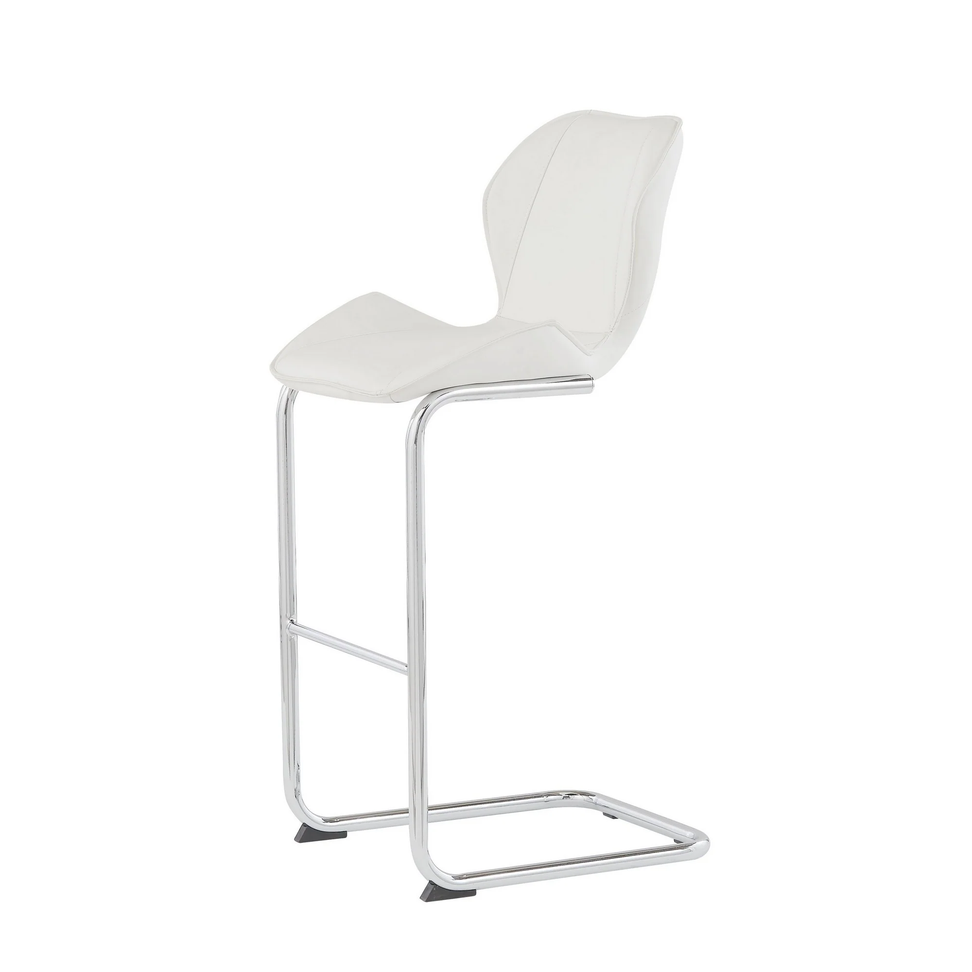 Set Of 4 Modern White Barstools With Chrome Legs By Homeroots - Image 2