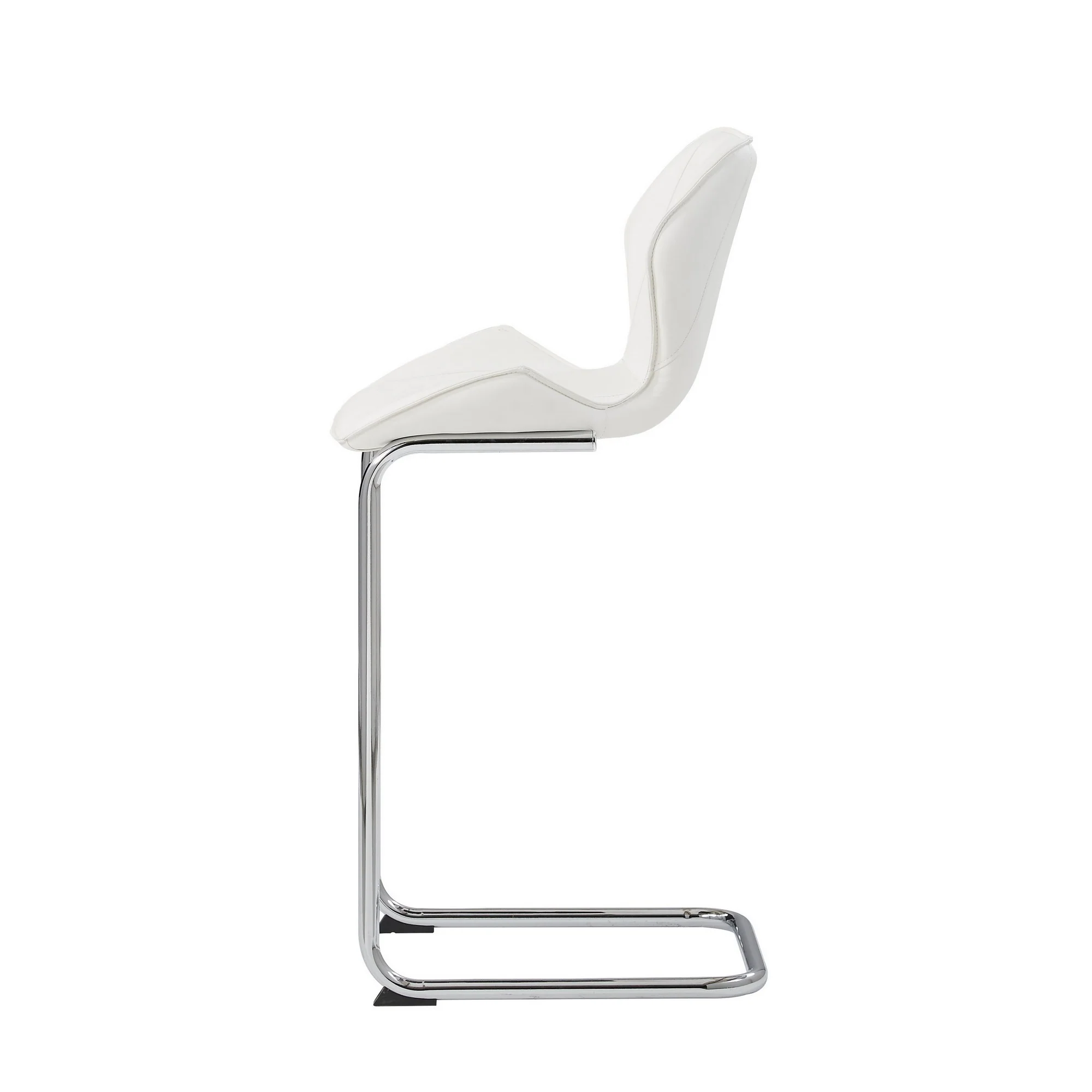 Set Of 4 Modern White Barstools With Chrome Legs By Homeroots - Image 3