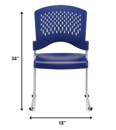 Set of 4 Navy Professional Plastic Guest Chairs By Homeroots - Image 2