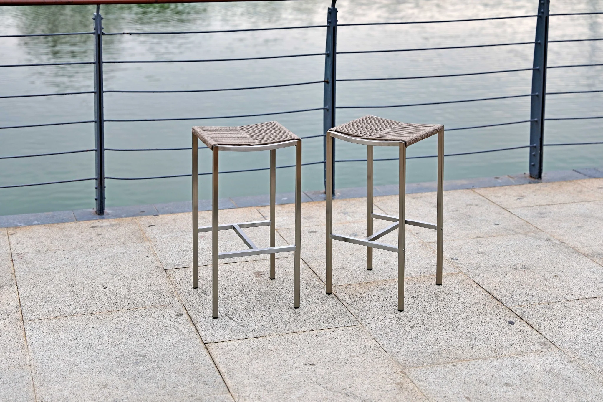 Set of 4 Stainless Steel Square Bar Stool By Homeroots - Image 3