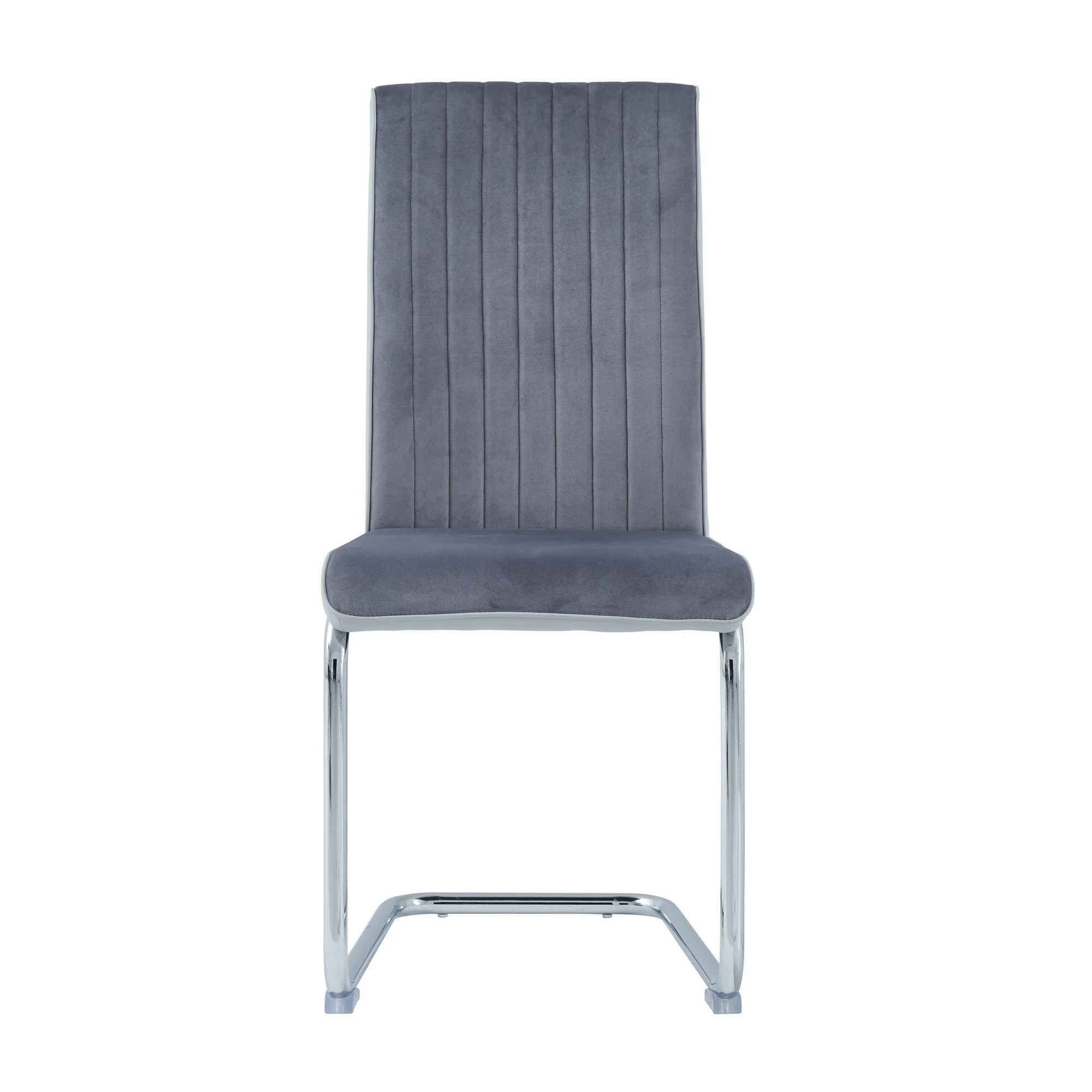 Set Of 4 Two Tone Grey And Chrome Dining Chairs By Homeroots - Image 2