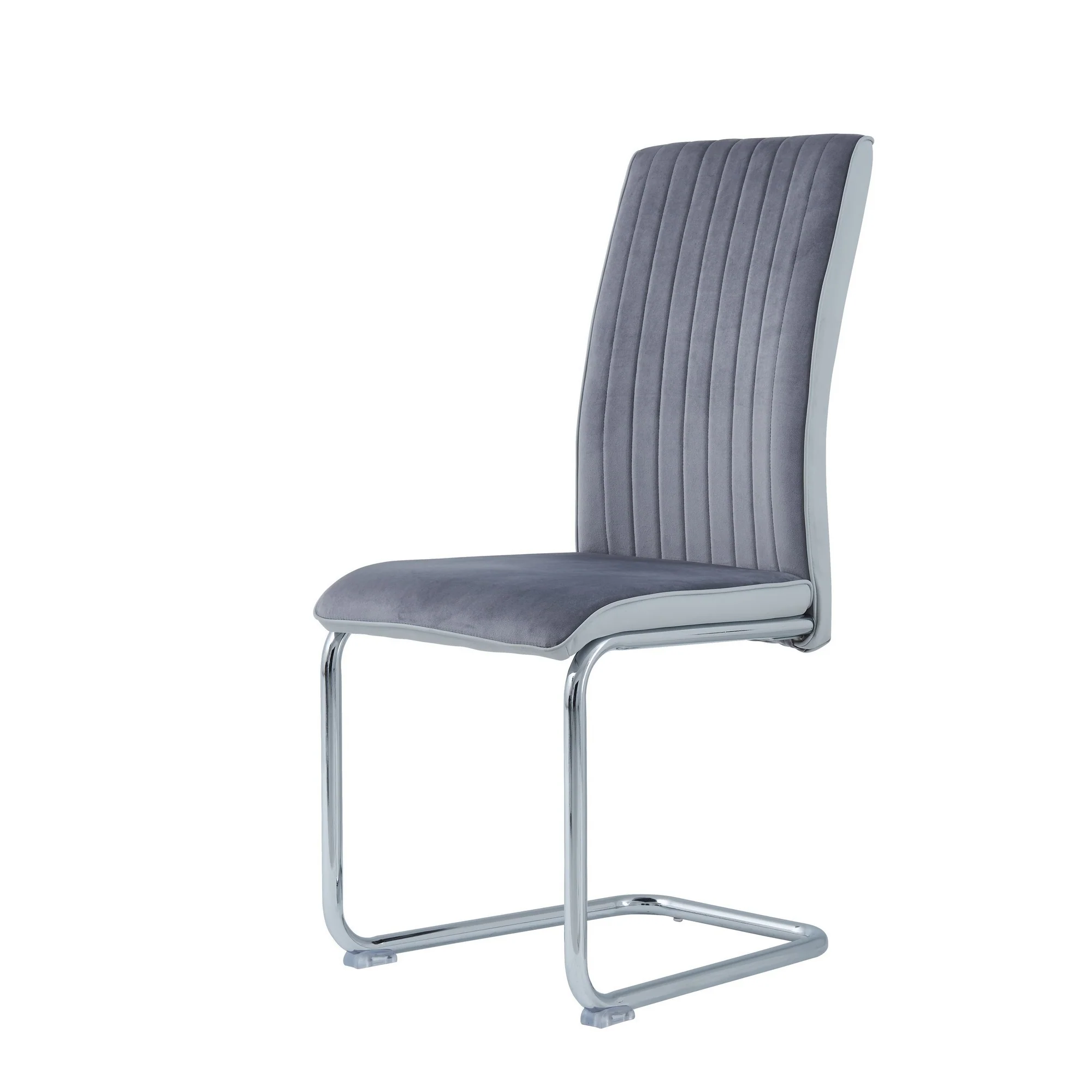 Set Of 4 Two Tone Grey And Chrome Dining Chairs By Homeroots - Image 3