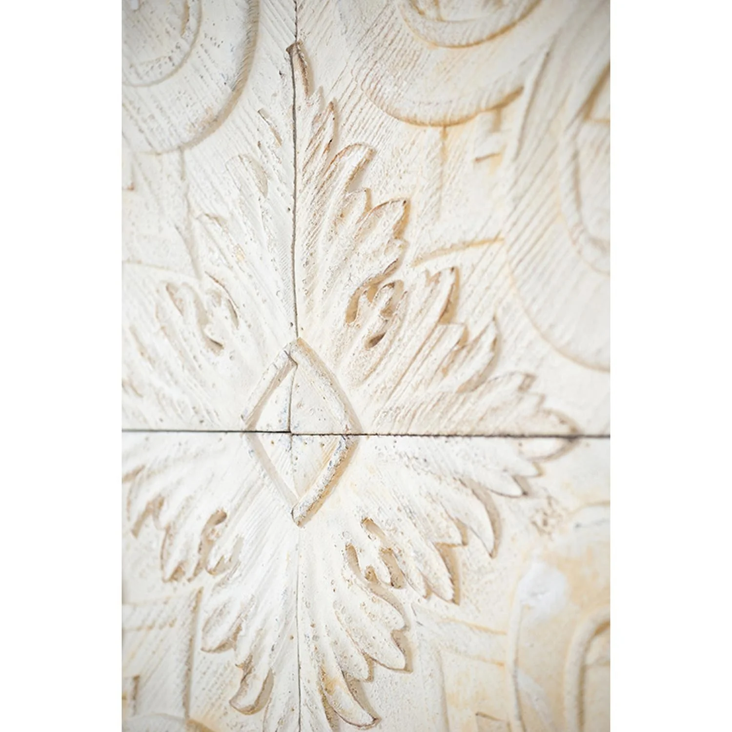 Set of 4 Whitewashed Arabesque Carved Wall Art By Homeroots - Image 5