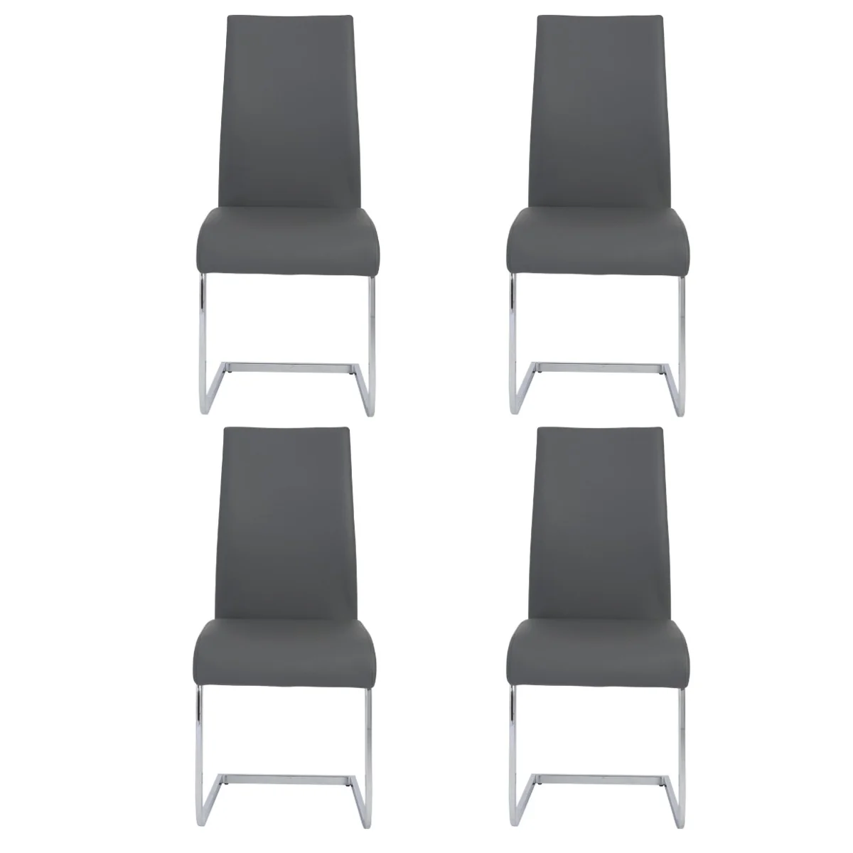 Set Of Four Black Faux Faux Leather Long Back Cantilever Chairs By Homeroots - Image 10