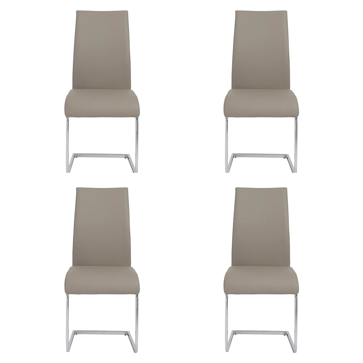 Set Of Four Black Faux Faux Leather Long Back Cantilever Chairs By Homeroots - Image 15