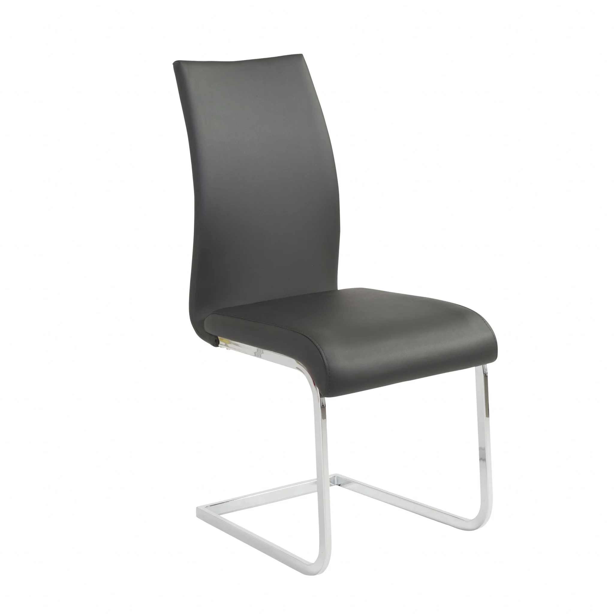 Set Of Four Black Faux Faux Leather Long Back Cantilever Chairs By Homeroots - Image 2
