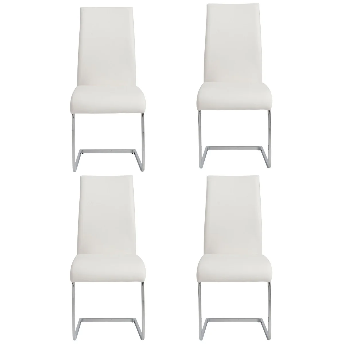 Set Of Four Black Faux Faux Leather Long Back Cantilever Chairs By Homeroots - Image 21