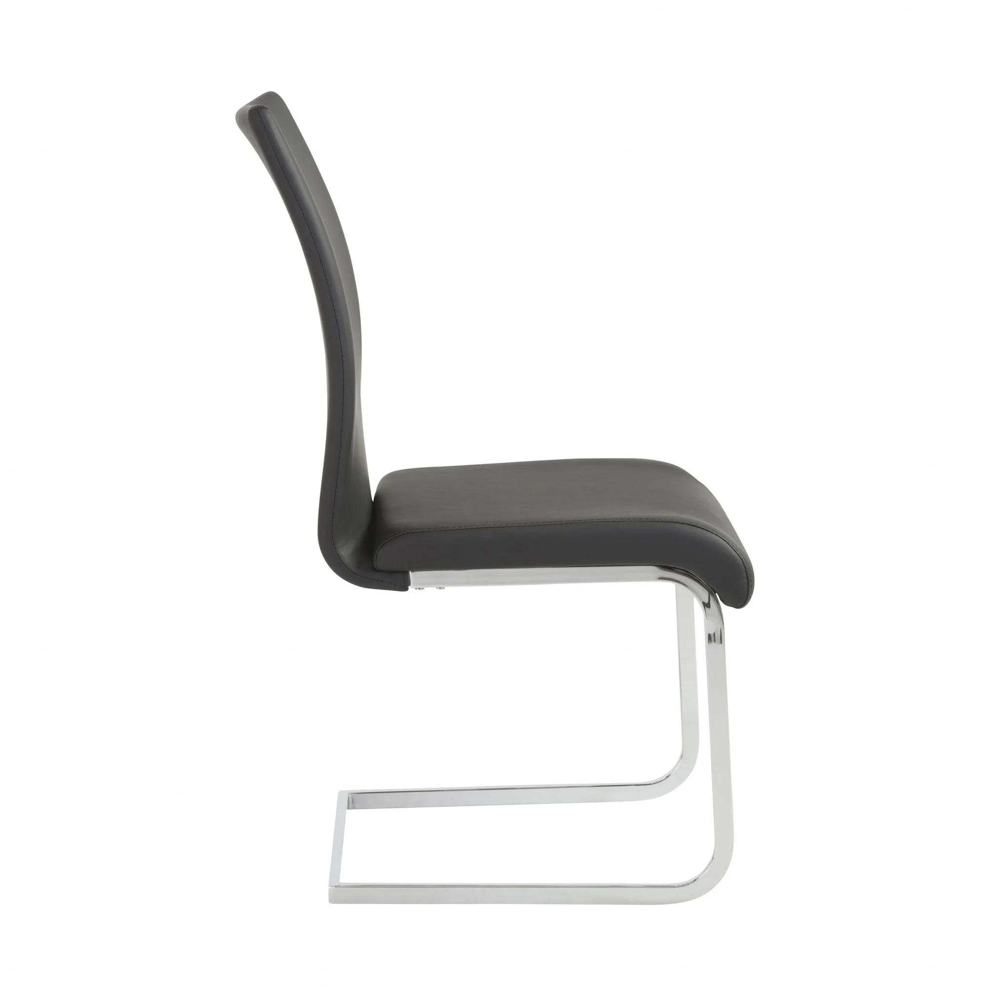 Set Of Four Black Faux Faux Leather Long Back Cantilever Chairs By Homeroots - Image 3