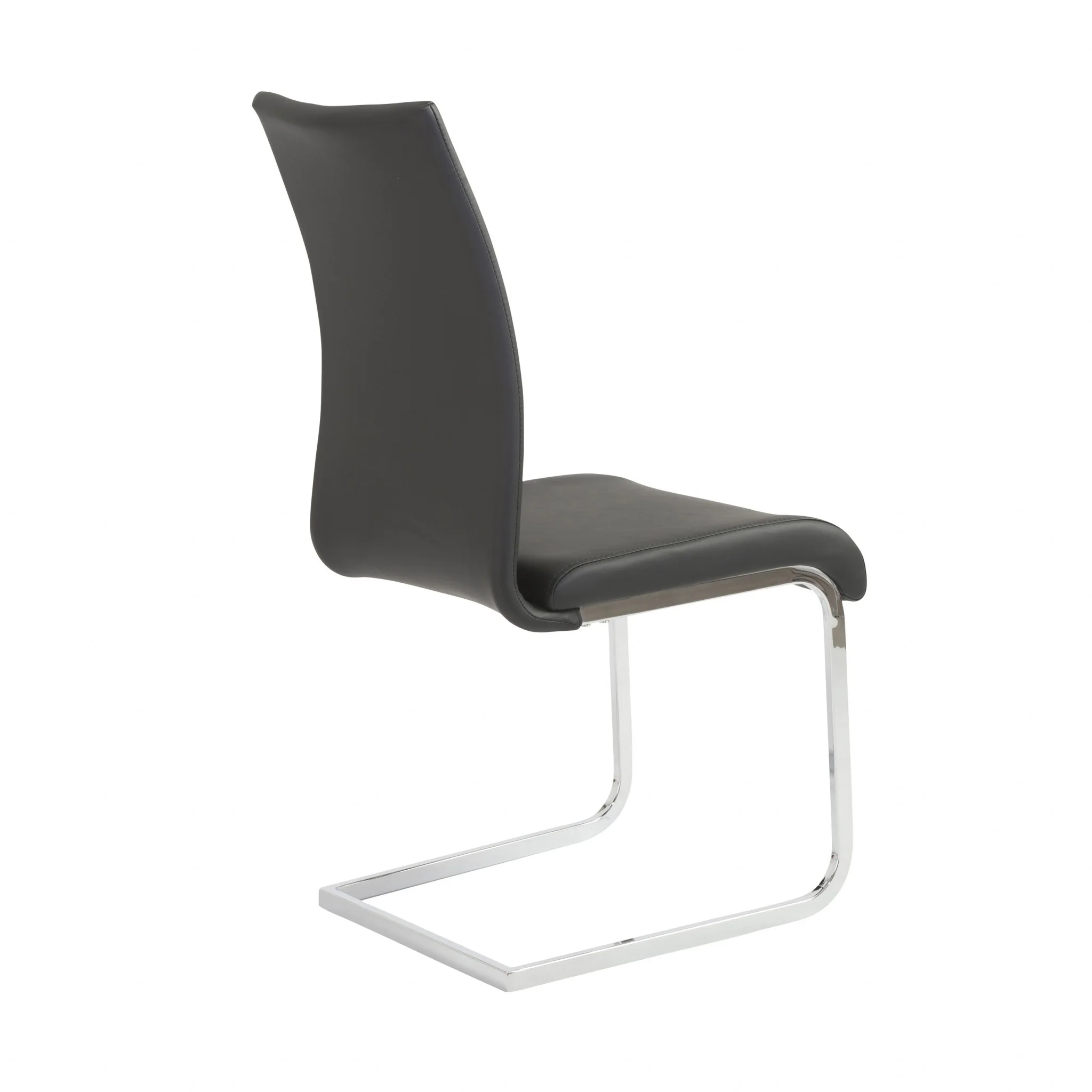 Set Of Four Black Faux Faux Leather Long Back Cantilever Chairs By Homeroots - Image 4