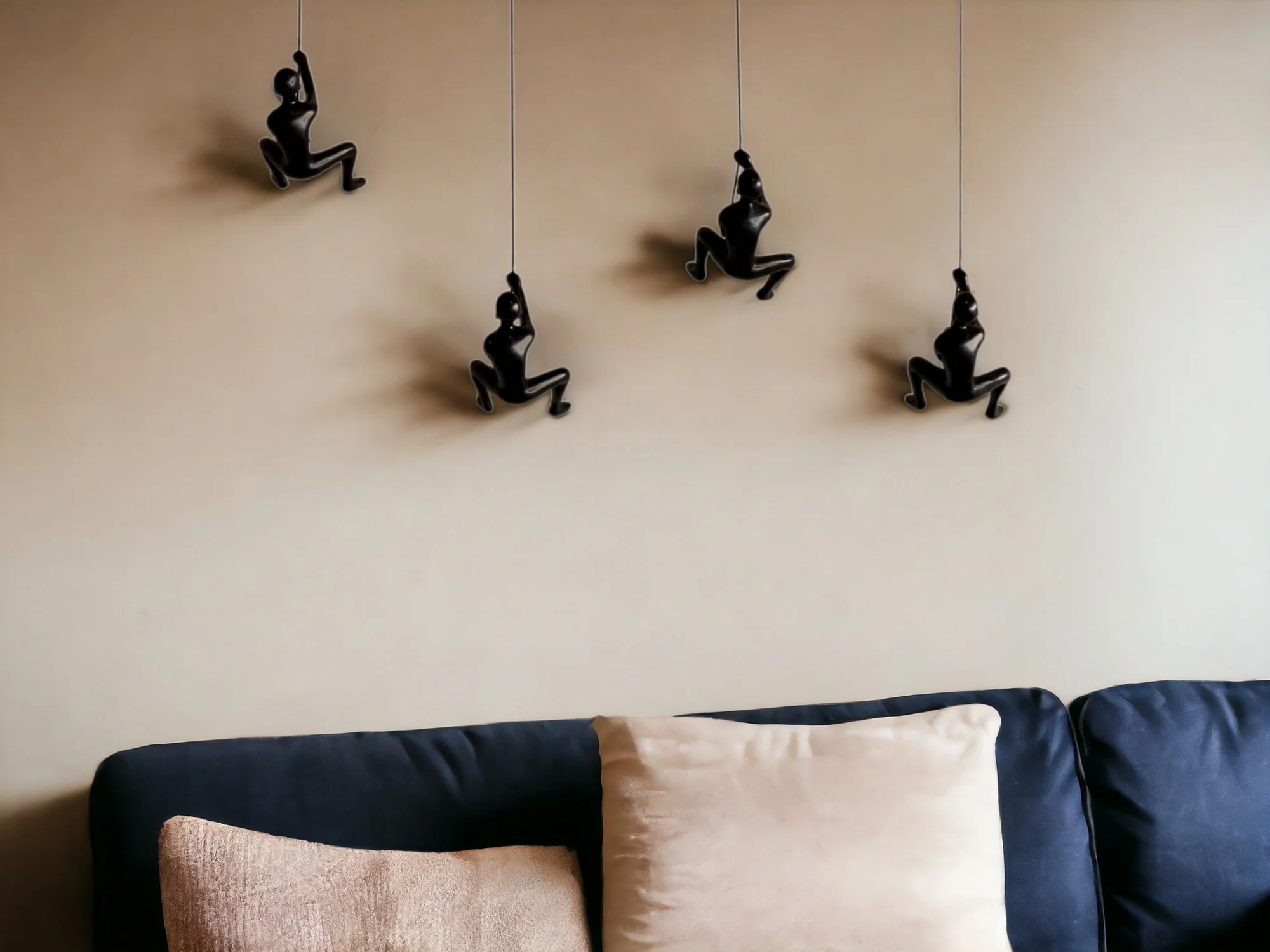 Set of Four Black Resin Novelty Hanging Dimensional Sculpture By Homeroots - Image 2