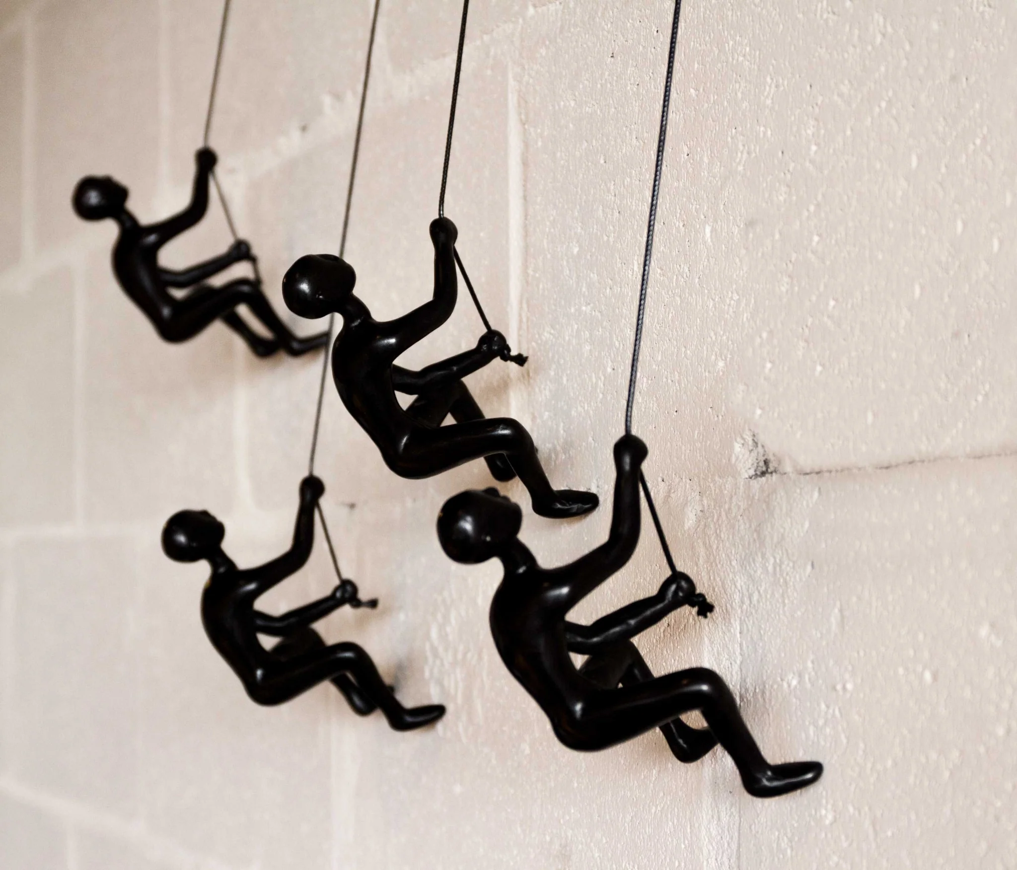 Set of Four Black Resin Novelty Hanging Dimensional Sculpture By Homeroots - Image 3