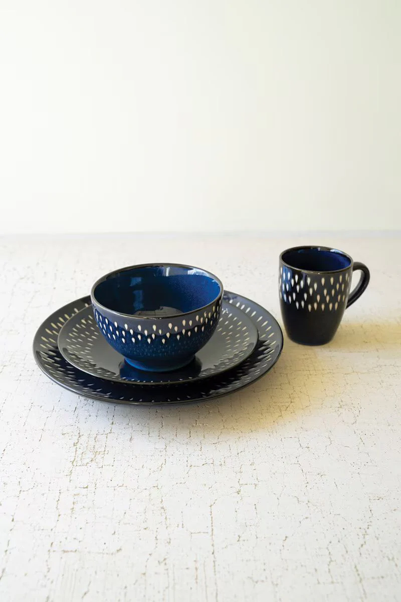 Set Of Four Blue And White Ceramic Mugs (Min 2) By Kalalou - Image 3