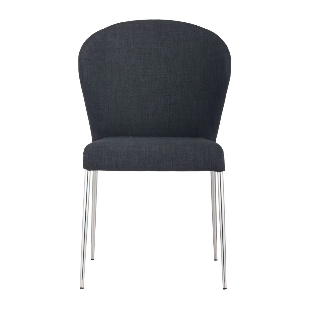 Set of Four Gray And Silver Upholstered Fabric Wing Back Dining Side Chairs By Homeroots - Image 2