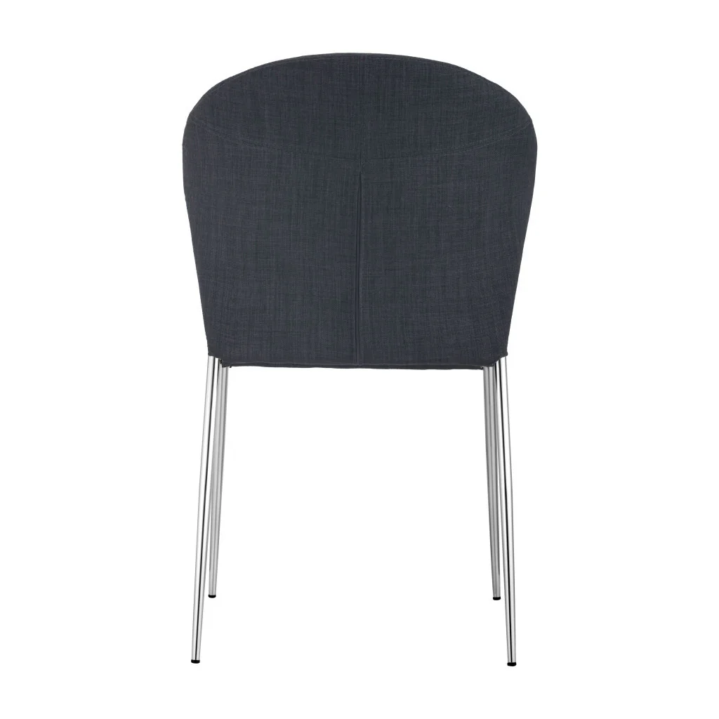 Set of Four Gray And Silver Upholstered Fabric Wing Back Dining Side Chairs By Homeroots - Image 3