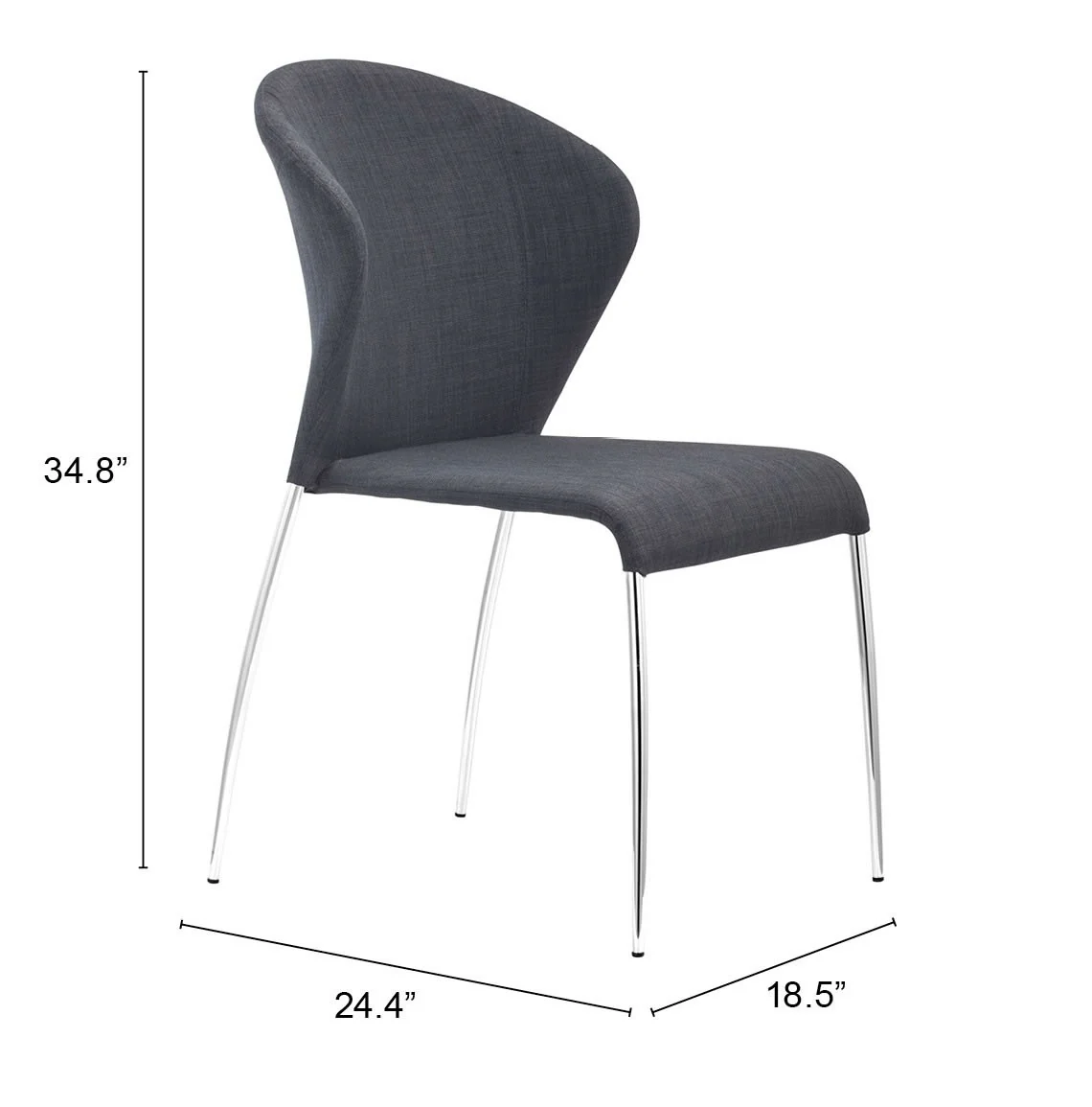 Set of Four Gray And Silver Upholstered Fabric Wing Back Dining Side Chairs By Homeroots - Image 4