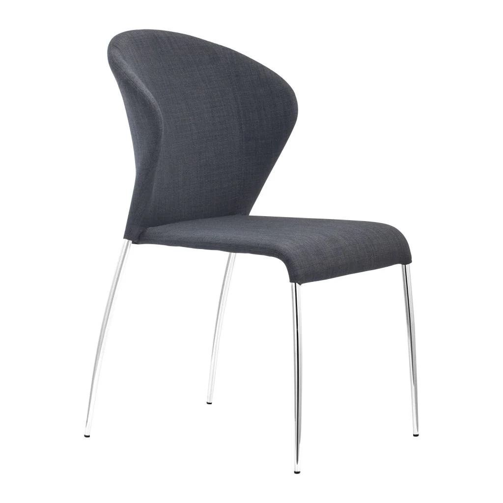 Set of Four Gray And Silver Upholstered Fabric Wing Back Dining Side Chairs By Homeroots - Image 7