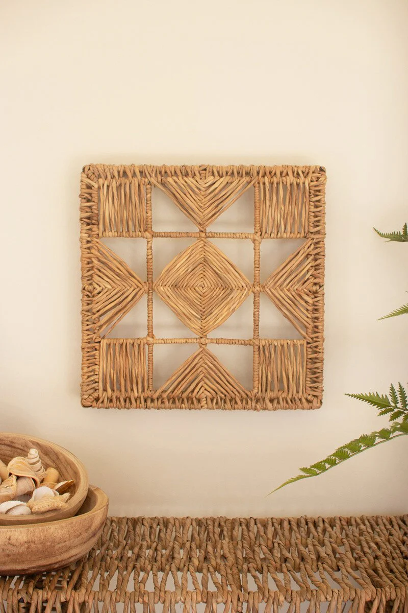 Set Of Four Seagrass And Iron Quilt Pattern Wall Art By Kalalou - Image 4