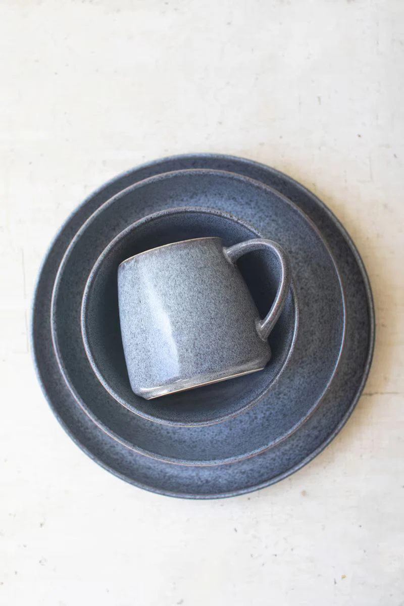 Set Of Four Stormwash Ceramic Mugs By Kalalou - Image 2
