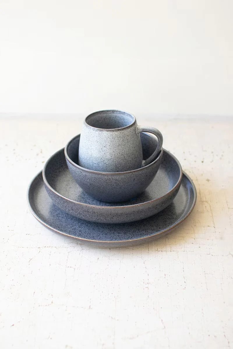 Set Of Four Stormwash Ceramic Mugs By Kalalou - Image 5