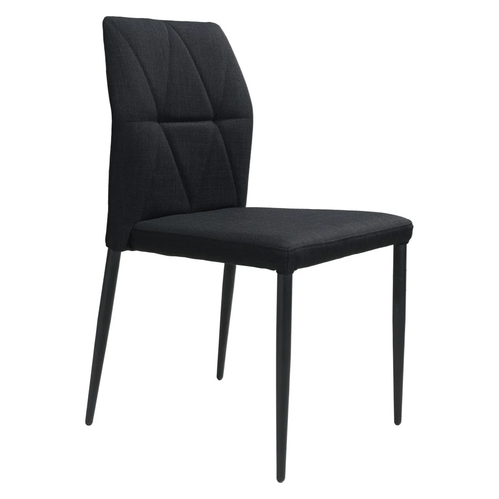 Set of Four Tufted Black Upholstered Fabric Dining Side Chairs By Homeroots - Image 2