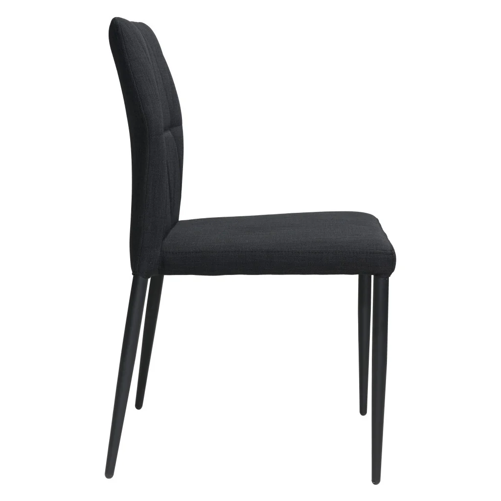 Set of Four Tufted Black Upholstered Fabric Dining Side Chairs By Homeroots - Image 3