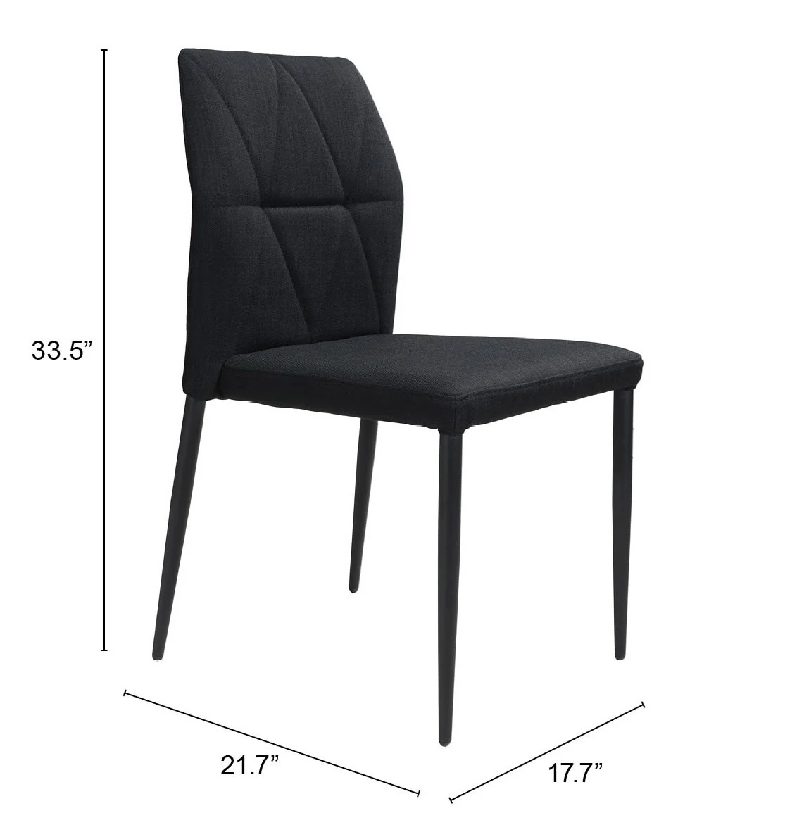 Set of Four Tufted Black Upholstered Fabric Dining Side Chairs By Homeroots - Image 6