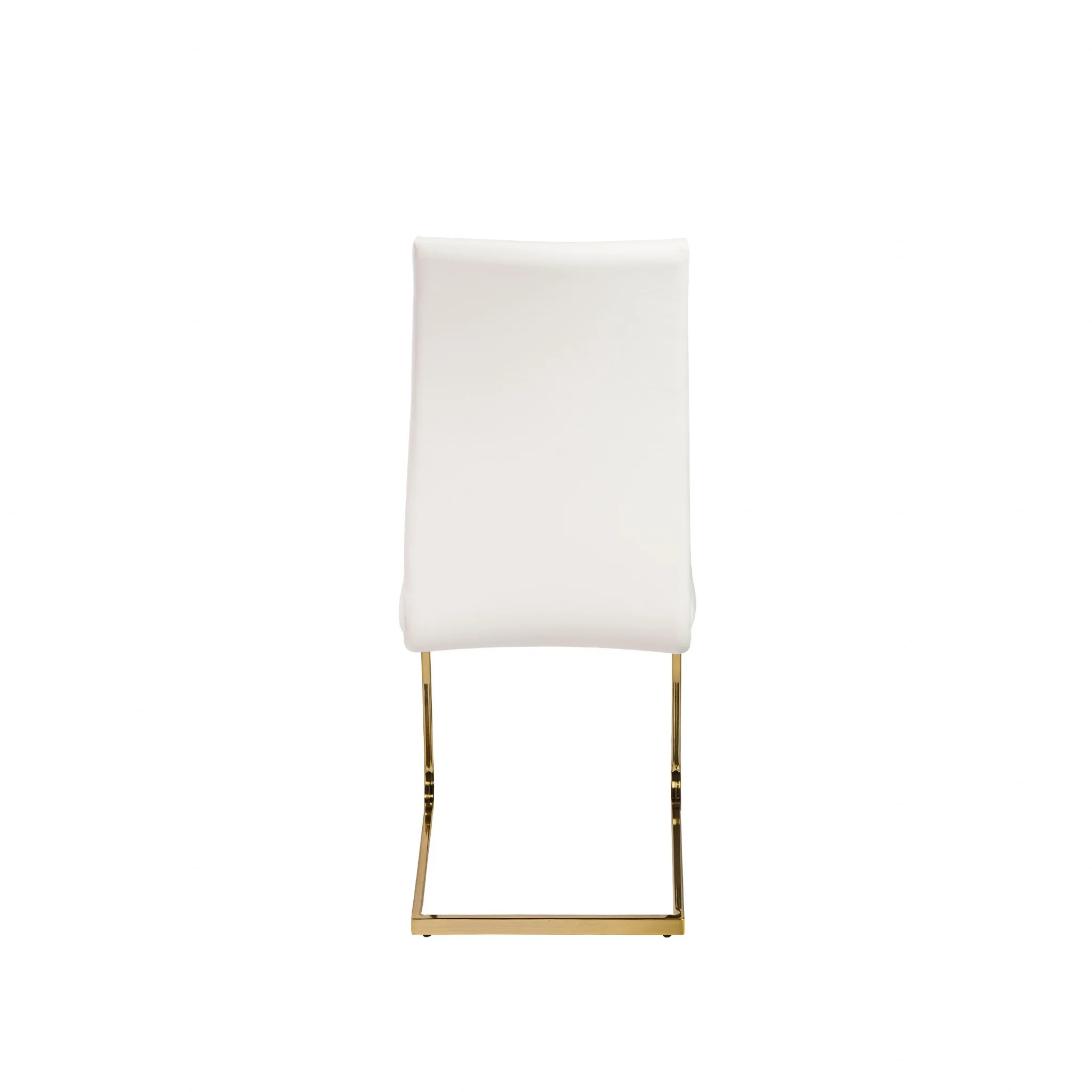 Set Of Four White Faux Faux Leather Gold Cantilever Chairs By Homeroots - Image 4