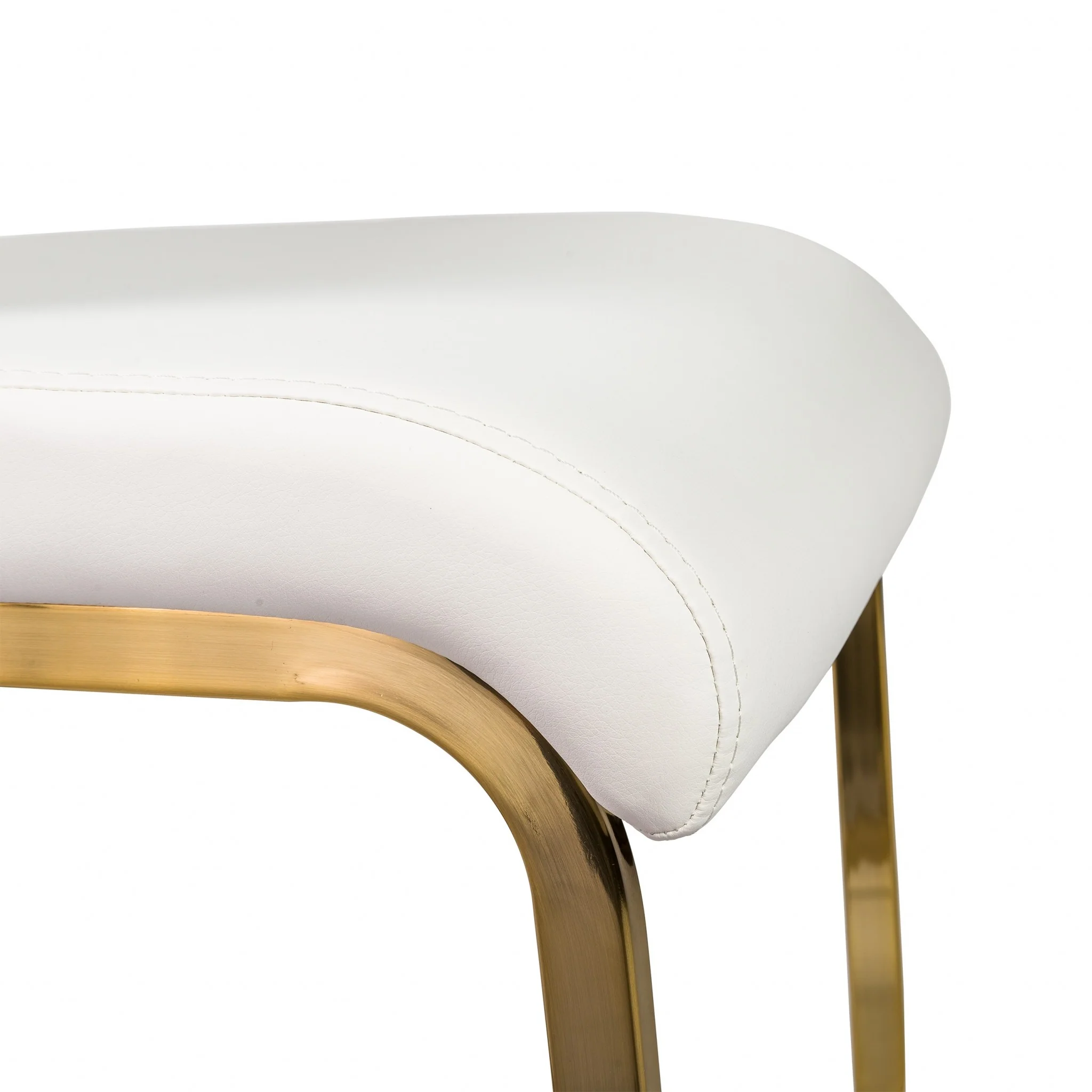 Set Of Four White Faux Faux Leather Gold Cantilever Chairs By Homeroots - Image 5
