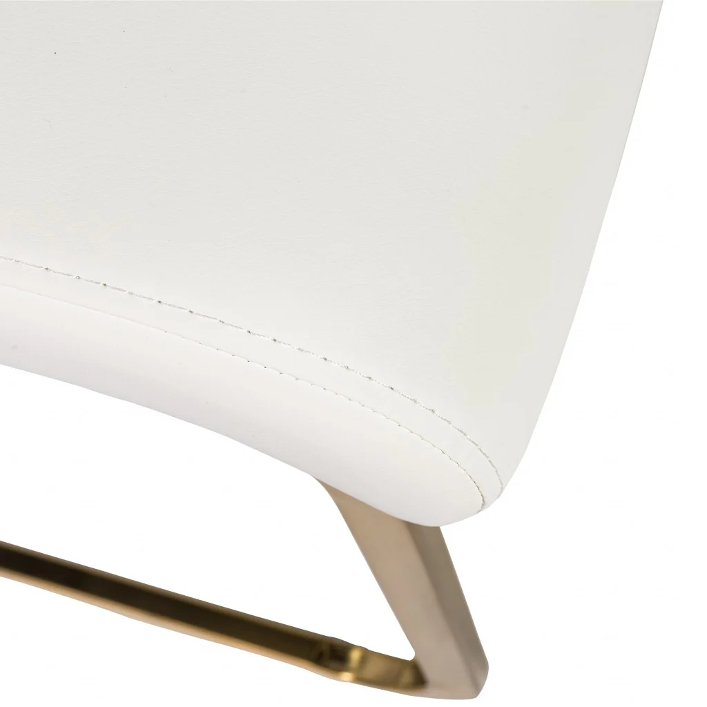 Set Of Four White Faux Faux Leather Gold Cantilever Chairs By Homeroots - Image 6