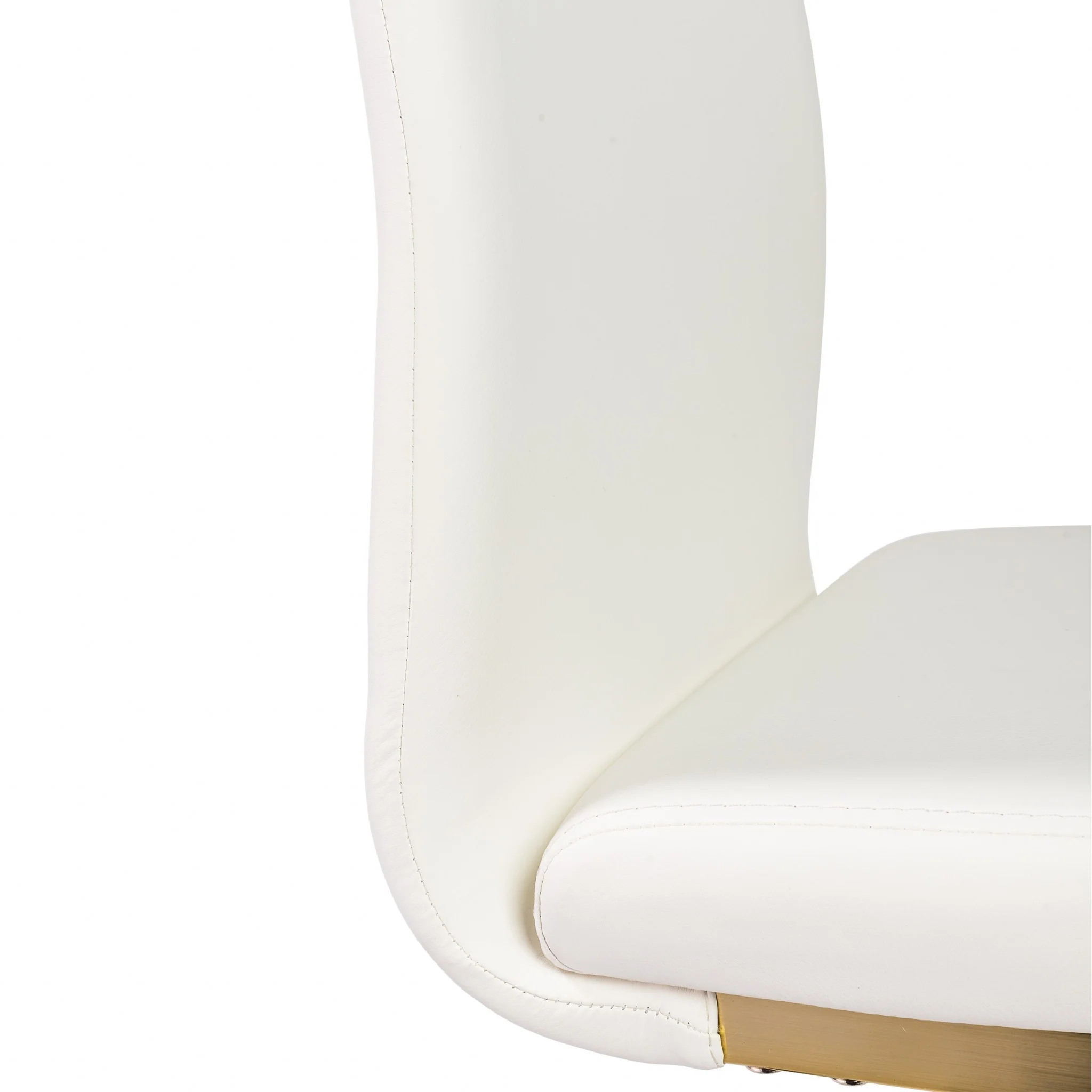 Set Of Four White Faux Faux Leather Gold Cantilever Chairs By Homeroots - Image 7