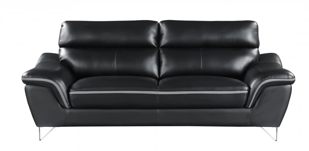 Set of Modern Black Leather Sofa And Loveseat By Homeroots - Image 4