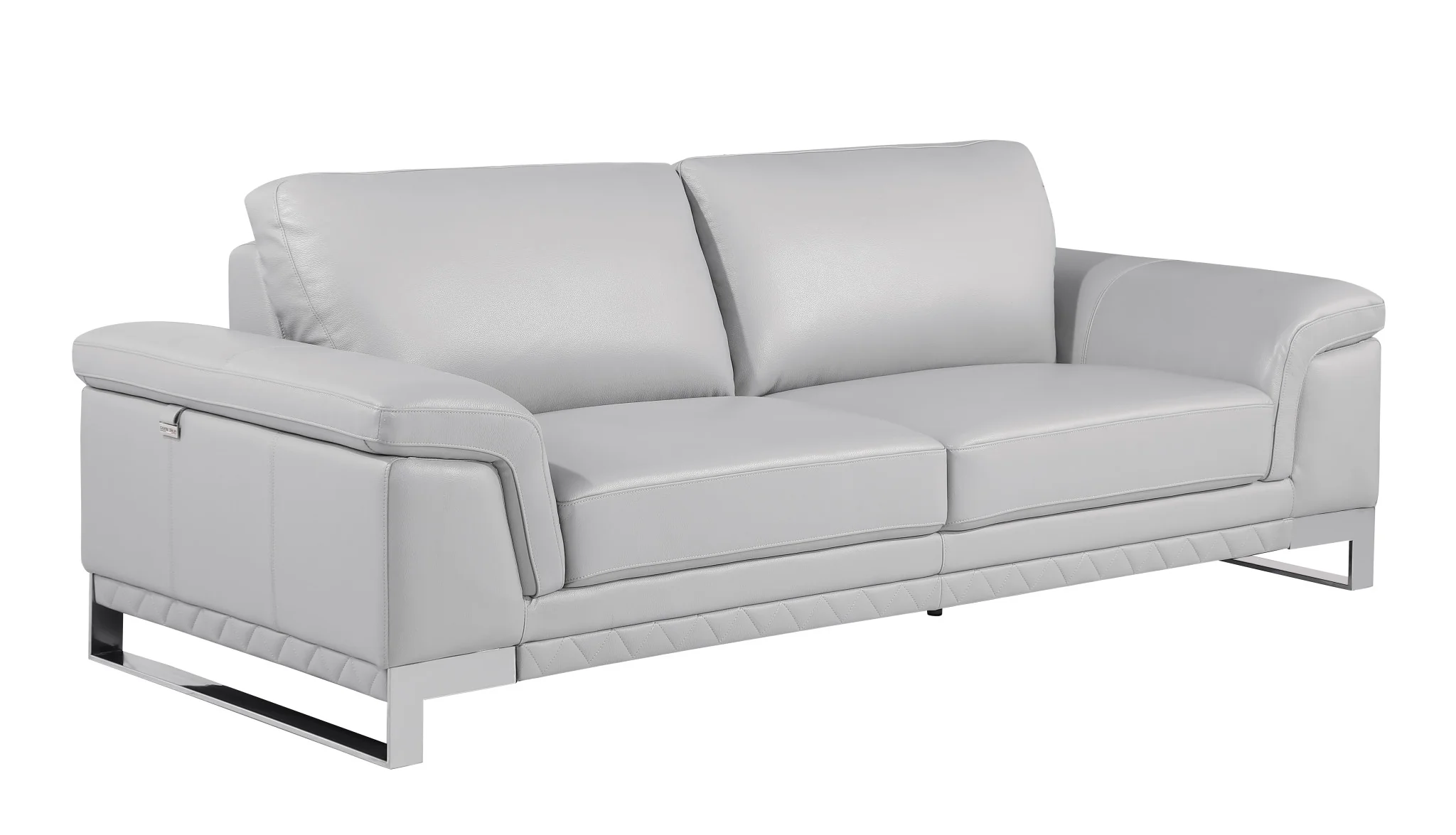 Set Of Modern Light Gray Leather Sofa And Loveseat By Homeroots - Image 2