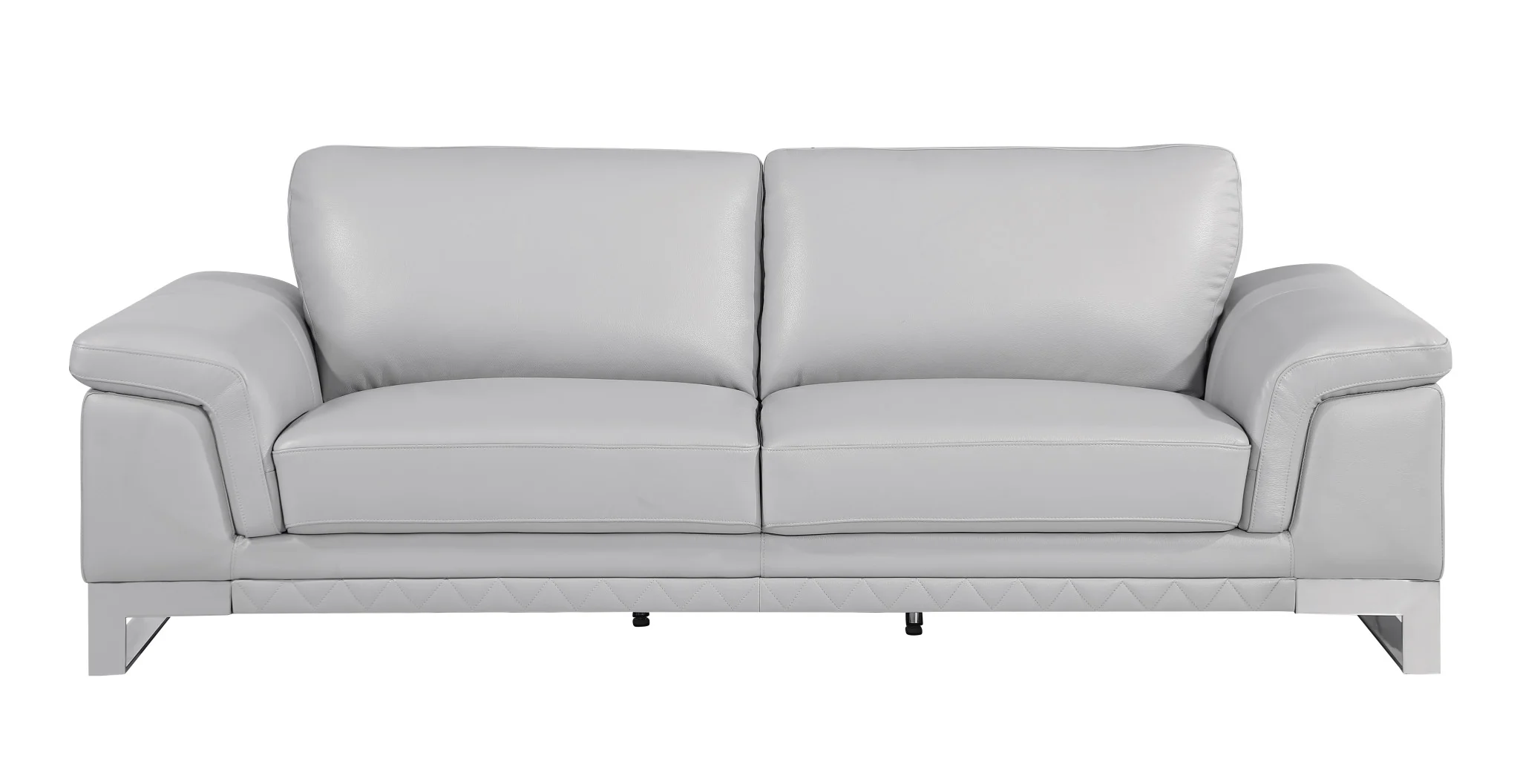 Set Of Modern Light Gray Leather Sofa And Loveseat By Homeroots - Image 3