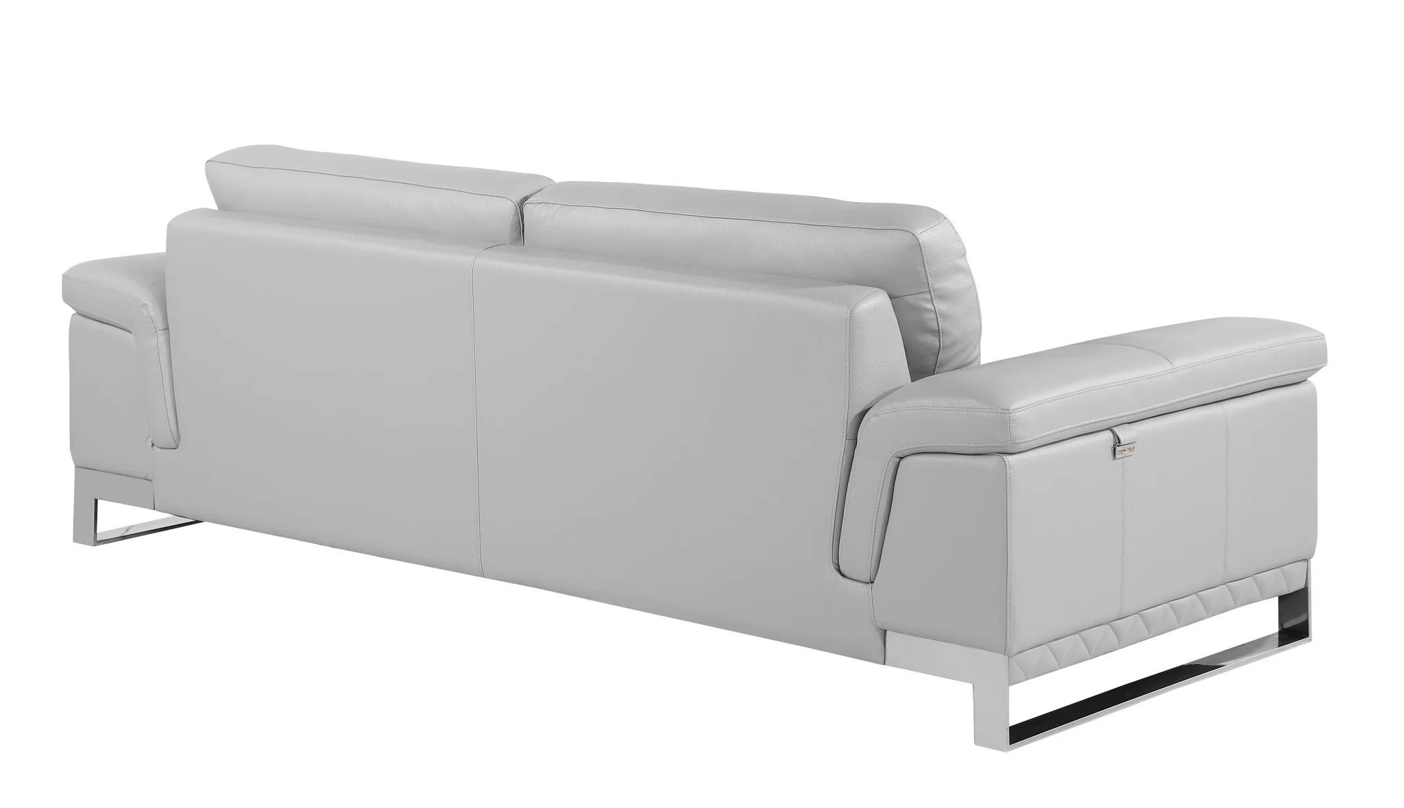 Set Of Modern Light Gray Leather Sofa And Loveseat By Homeroots - Image 5