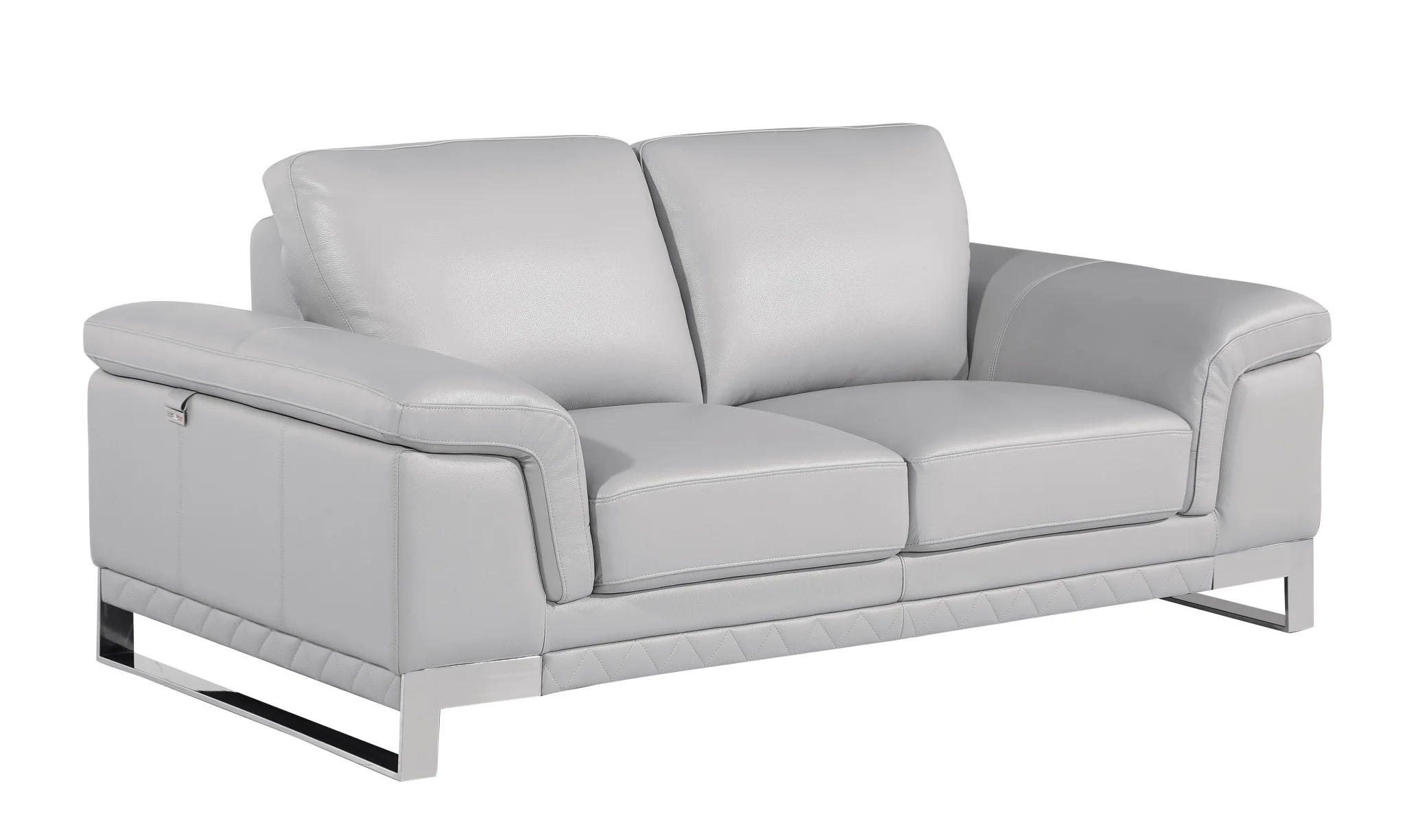 Set Of Modern Light Gray Leather Sofa And Loveseat By Homeroots - Image 6