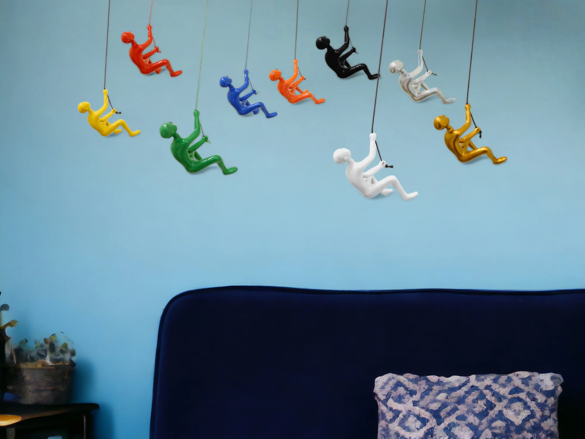 Set of Nine Rainbow Resin Novelty Hanging Dimensional Sculpture By Homeroots - Image 2