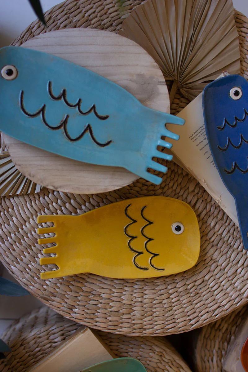 Set Of Six Ceramic Fish Plates Set Of 6 By Kalalou - Image 2