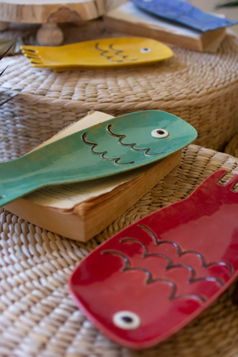 Set Of Six Ceramic Fish Plates Set Of 6 By Kalalou - Image 4