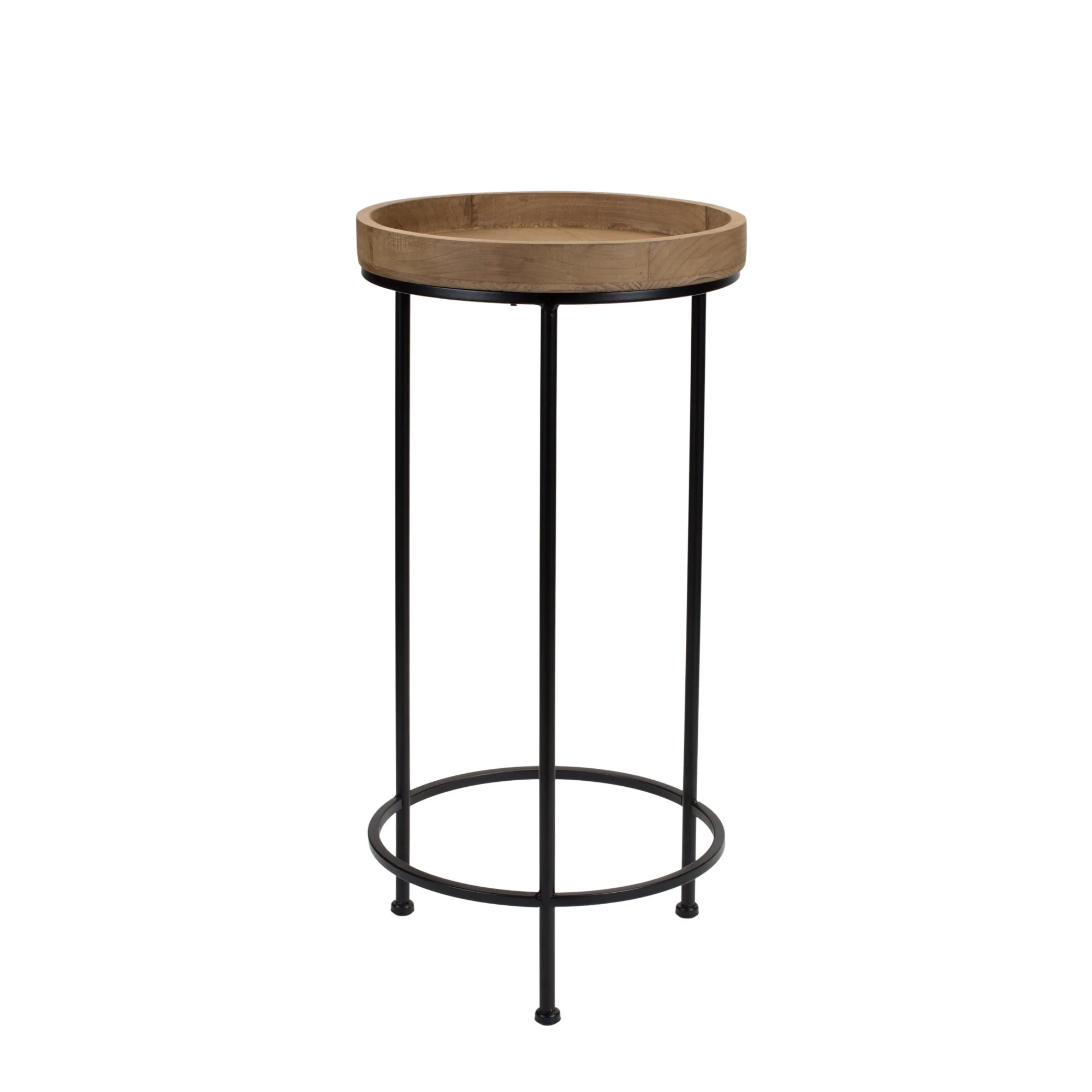 Set Of Three 14" Black And Brown Solid Wood Round End Tables By Homeroots - Image 2