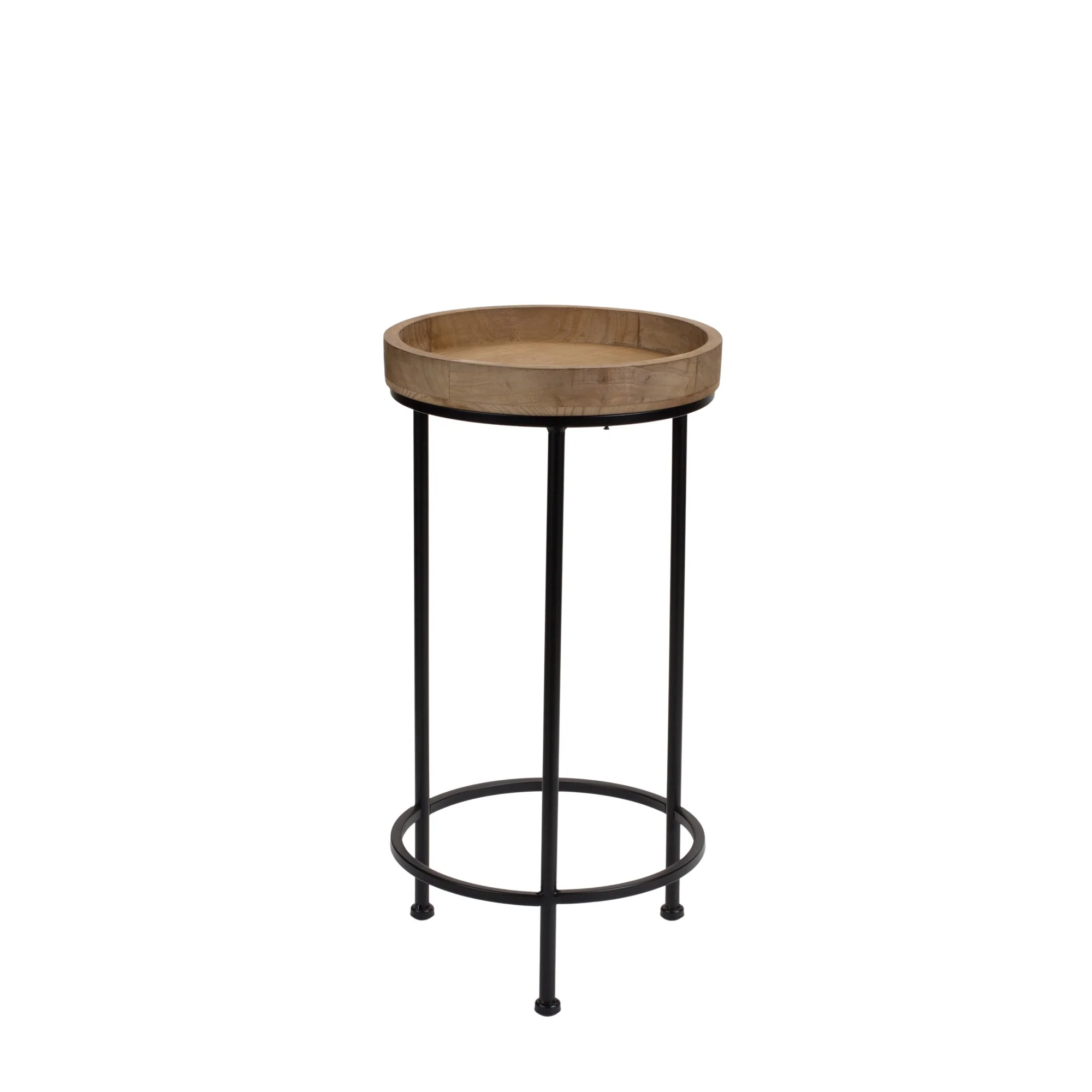 Set Of Three 14" Black And Brown Solid Wood Round End Tables By Homeroots - Image 3