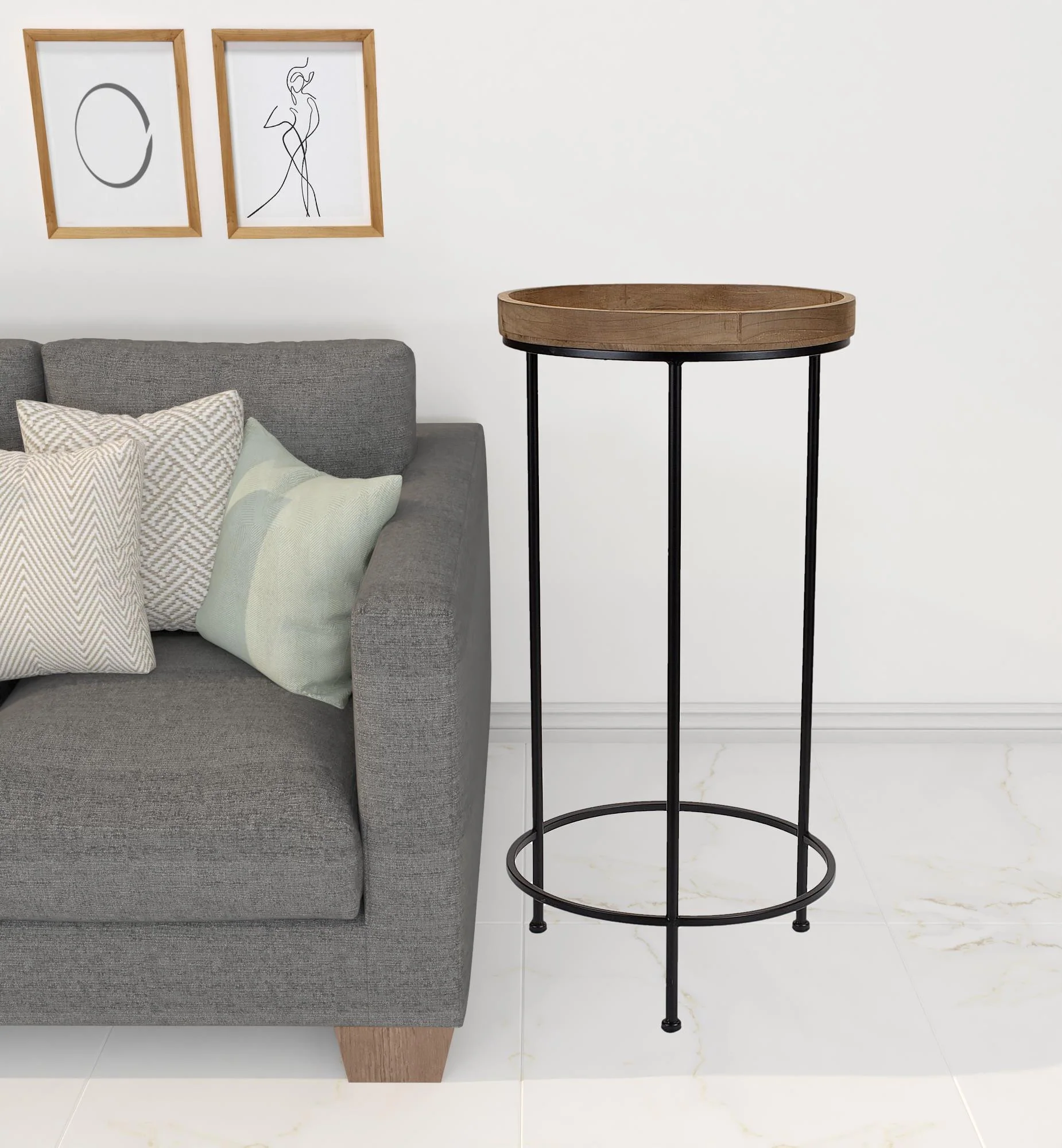 Set Of Three 14" Black And Brown Solid Wood Round End Tables By Homeroots - Image 4