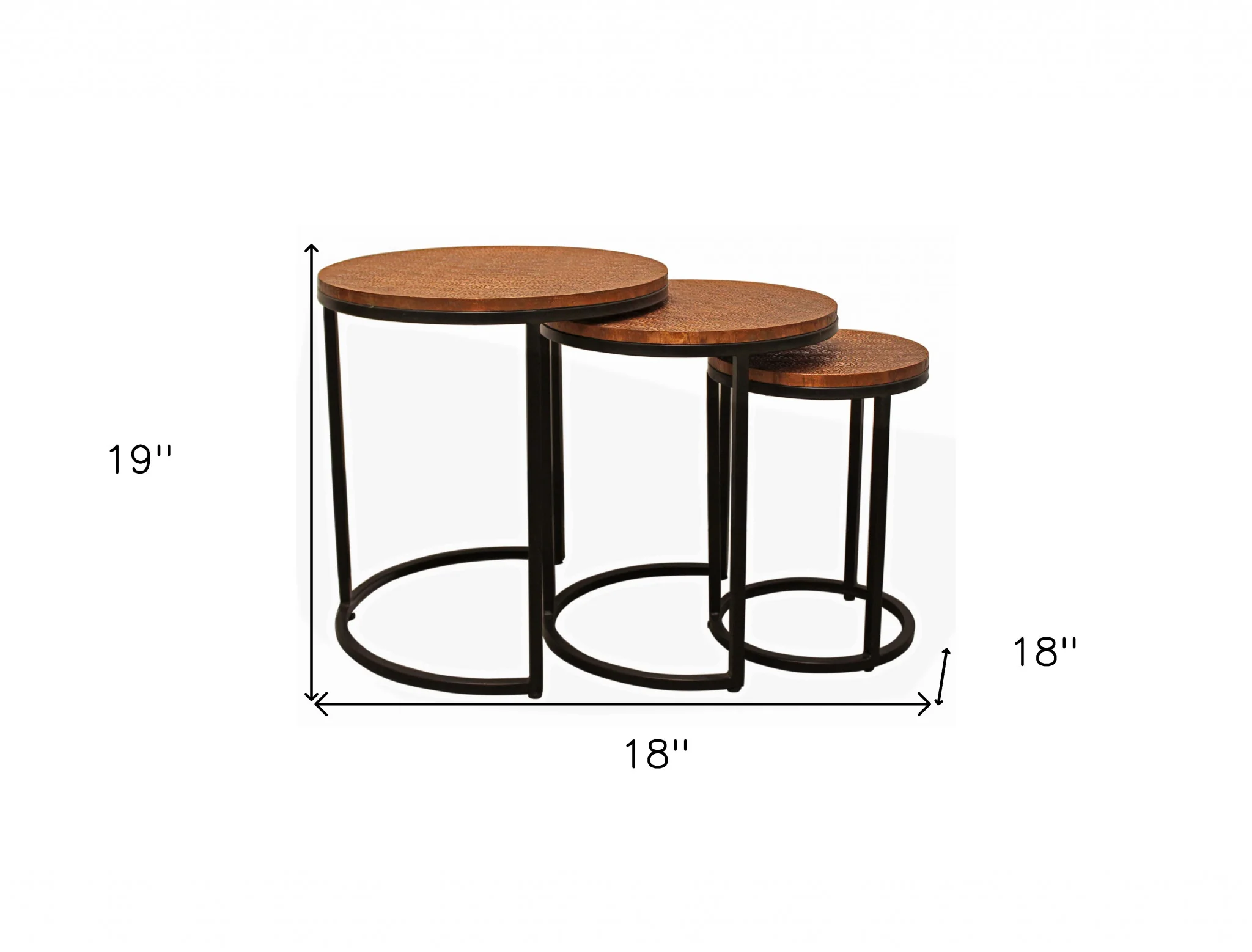 Set Of Three 19" Black And Copper Round Nested Tables By Homeroots - Image 9