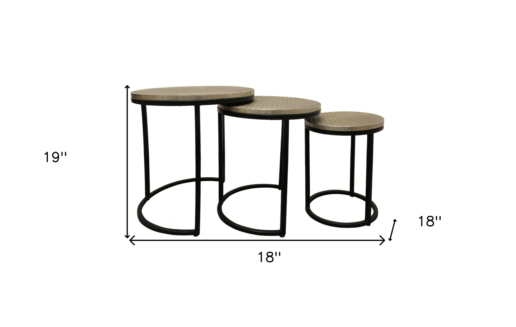 Set Of Three 19" Black And Silver Round Nested Tables By Homeroots - Image 9
