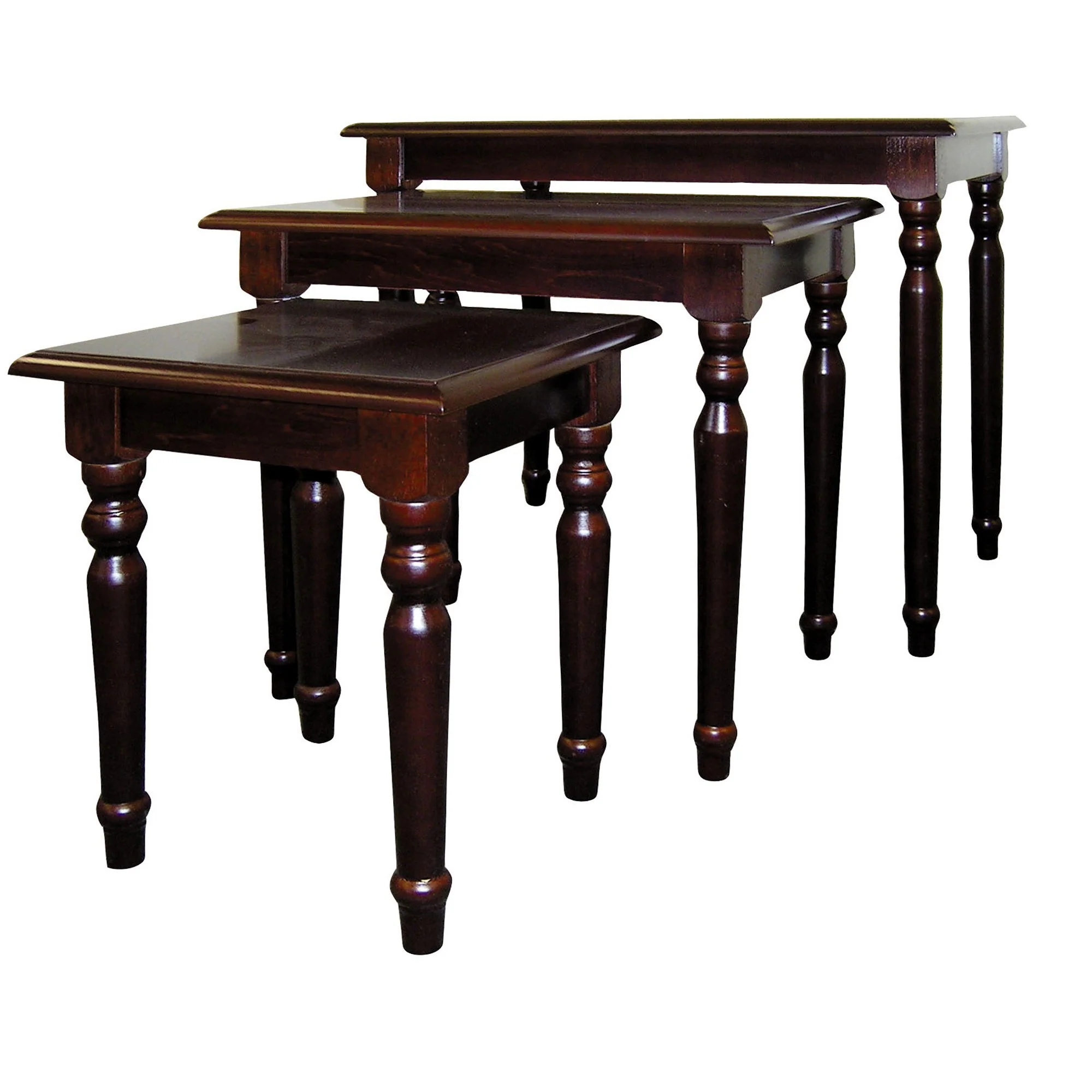 Set Of Three 19" Dark Brown Wood Rectangular Nested Tables By Homeroots - Image 3