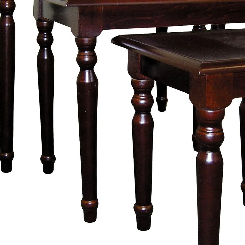 Set Of Three 19" Dark Brown Wood Rectangular Nested Tables By Homeroots - Image 5