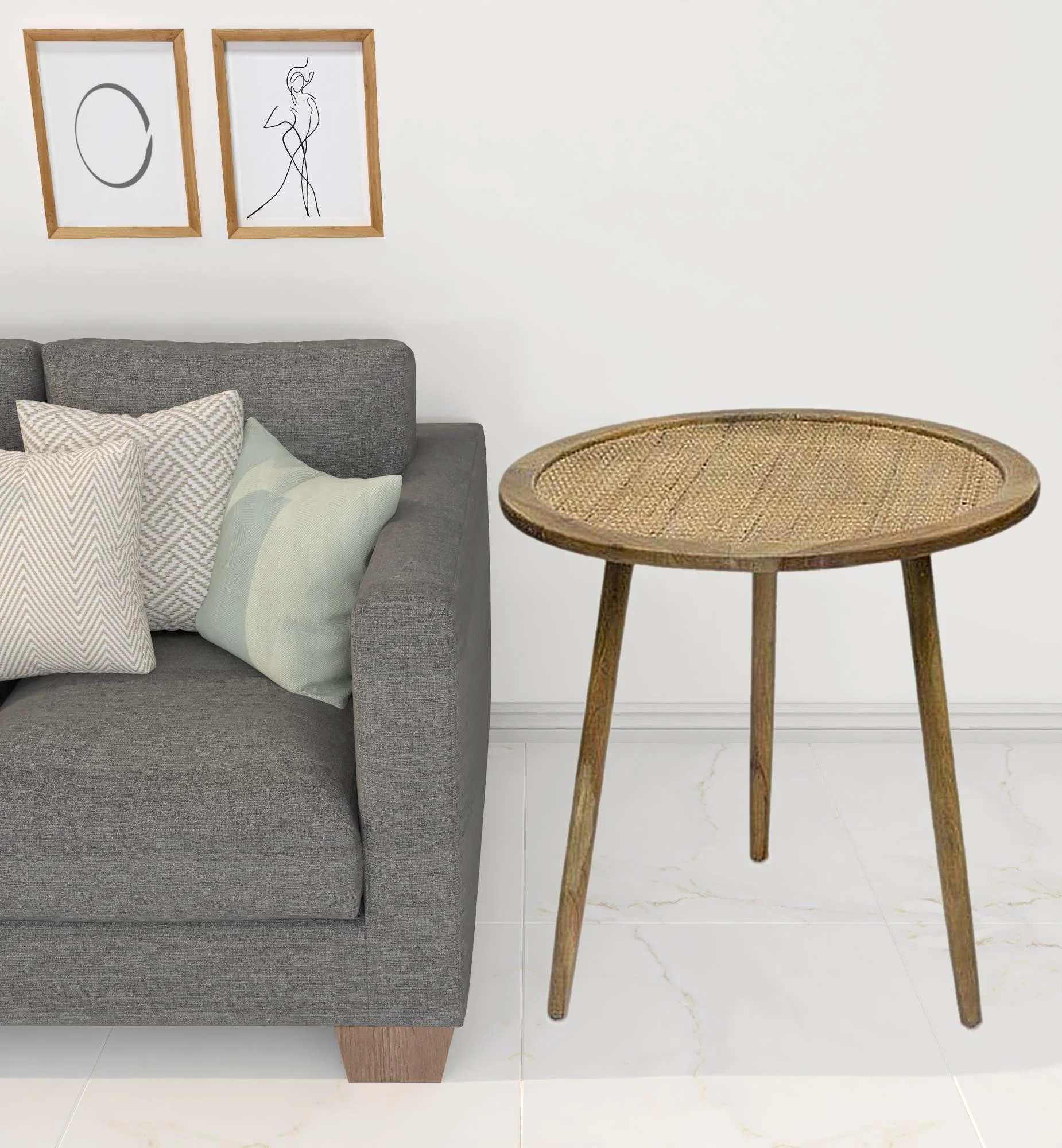 Set Of Three 23" Brown Rattan Round End Tables By Homeroots - Image 2