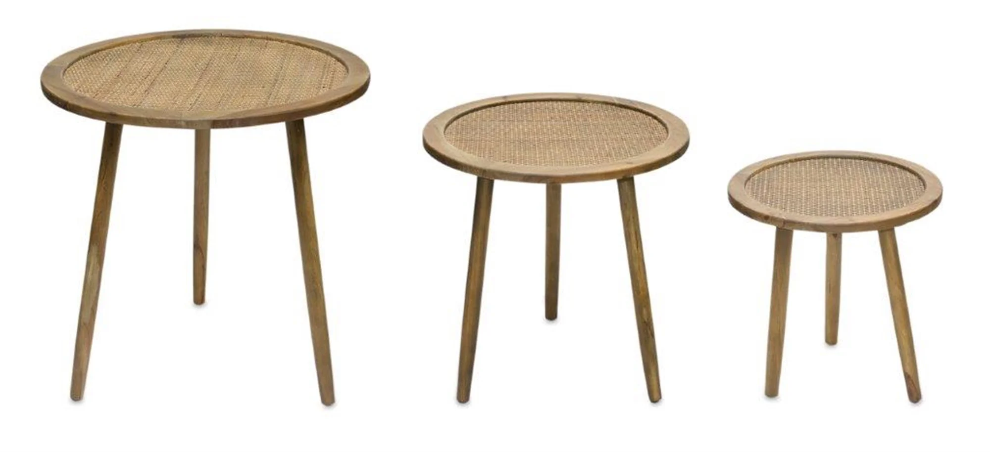 Set Of Three 23" Brown Rattan Round End Tables By Homeroots - Image 3