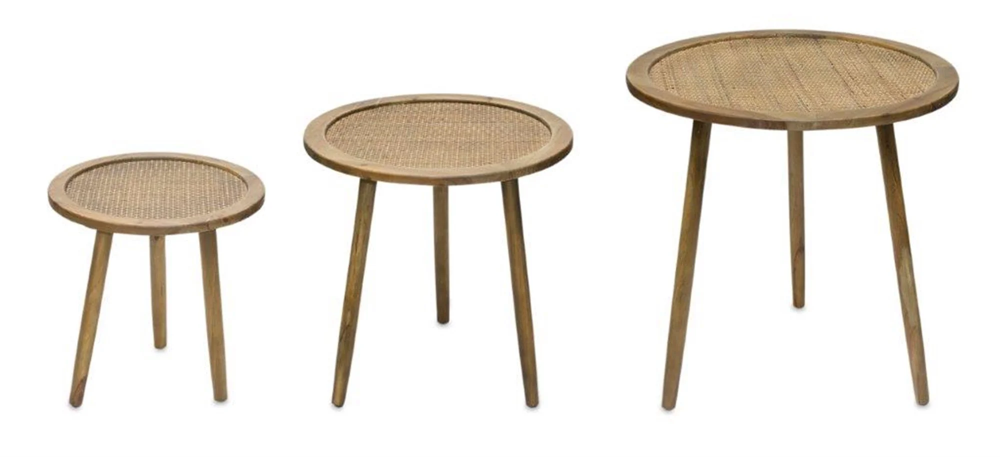Set Of Three 23" Brown Rattan Round End Tables By Homeroots - Image 4